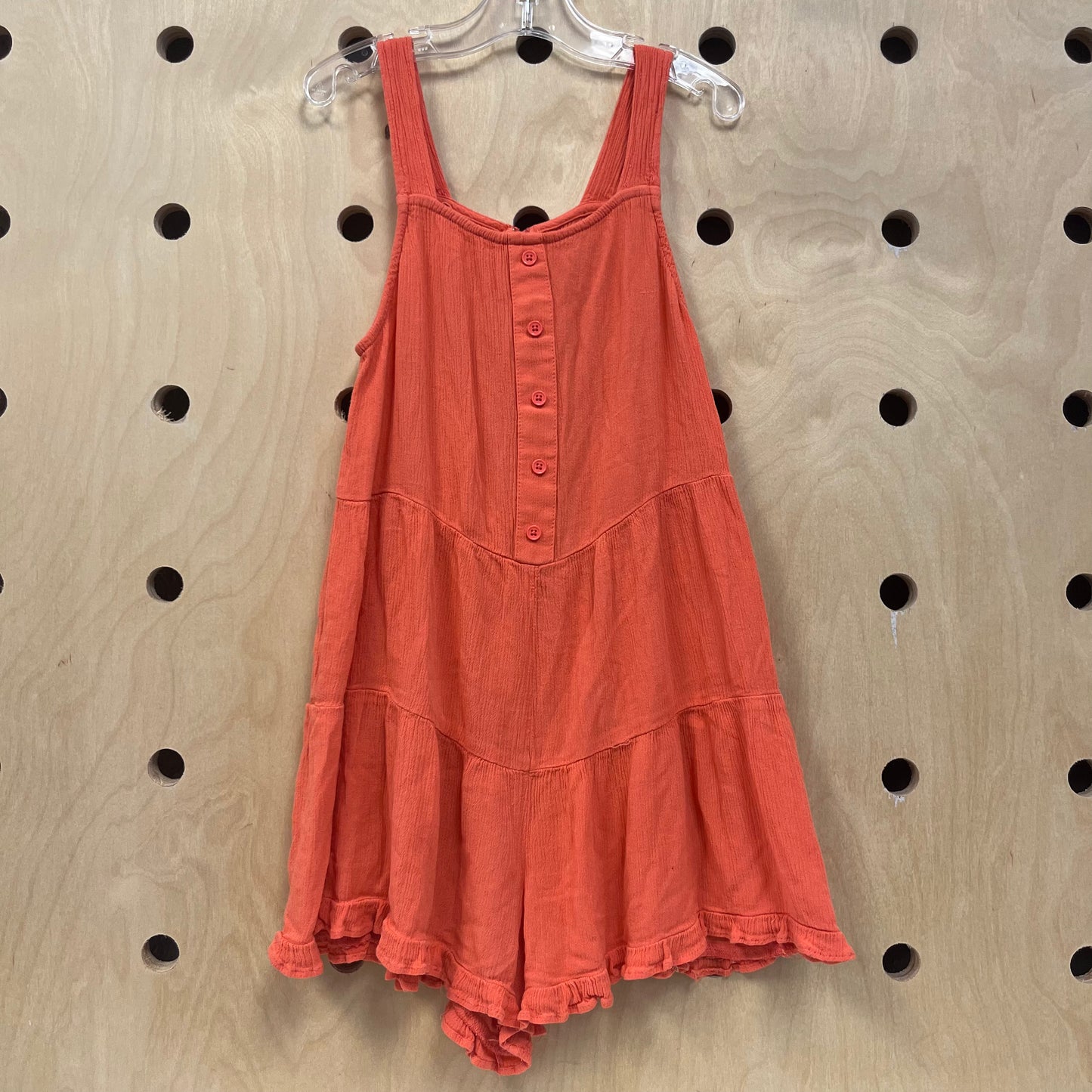 Orange Faux Button Romper