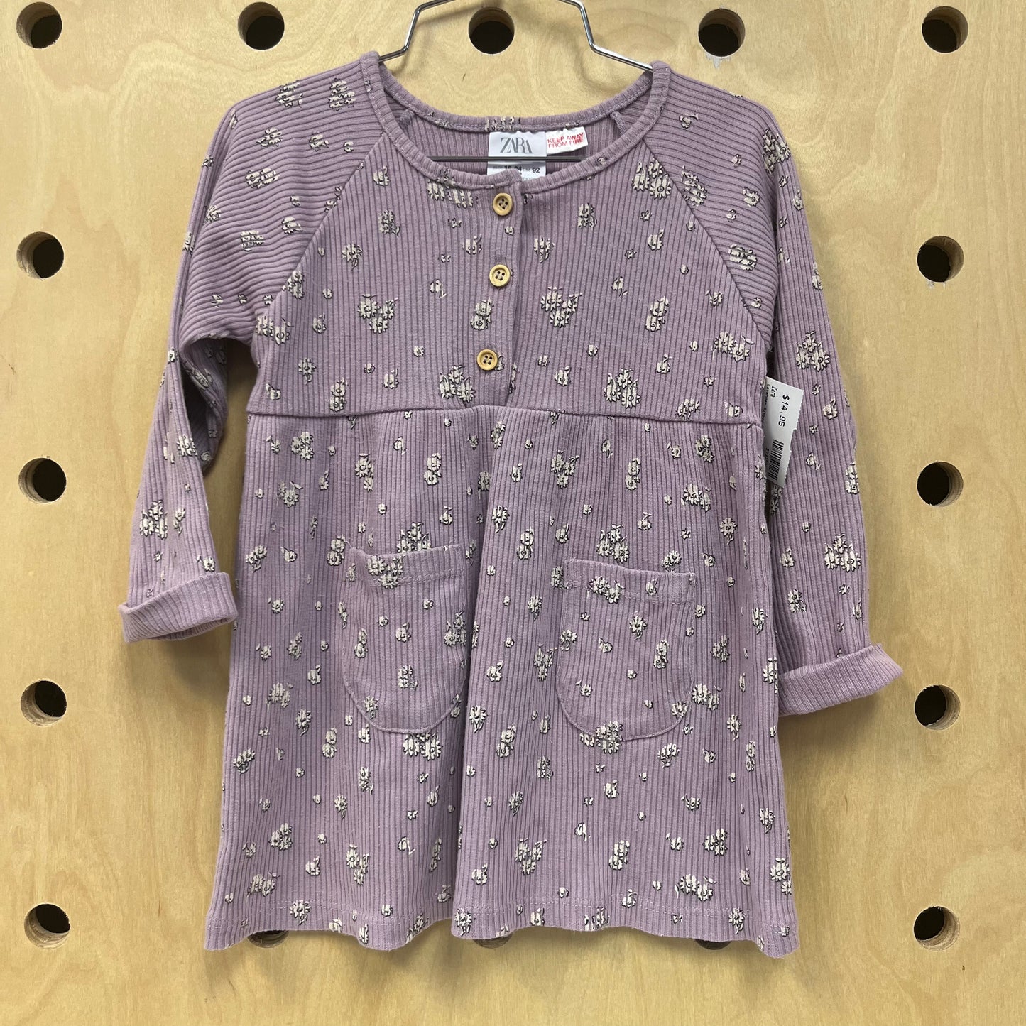 Lavender Ribbed Floral Dress
