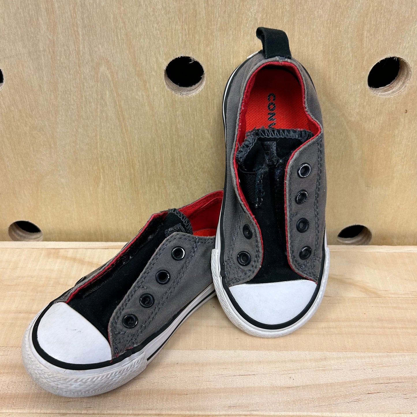 Grey & Black Laceless Low Tops