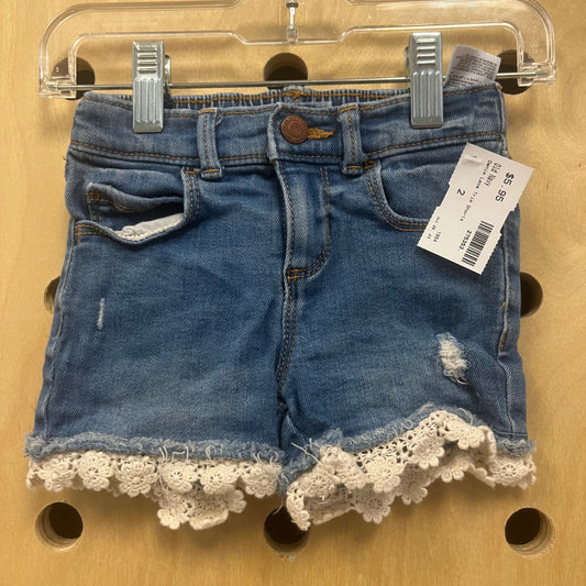 Denim Lace Trim Shorts