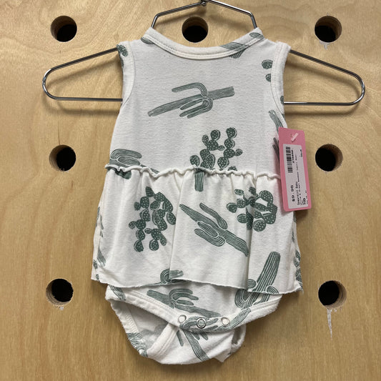White & Green Bamboo Cacti Romper