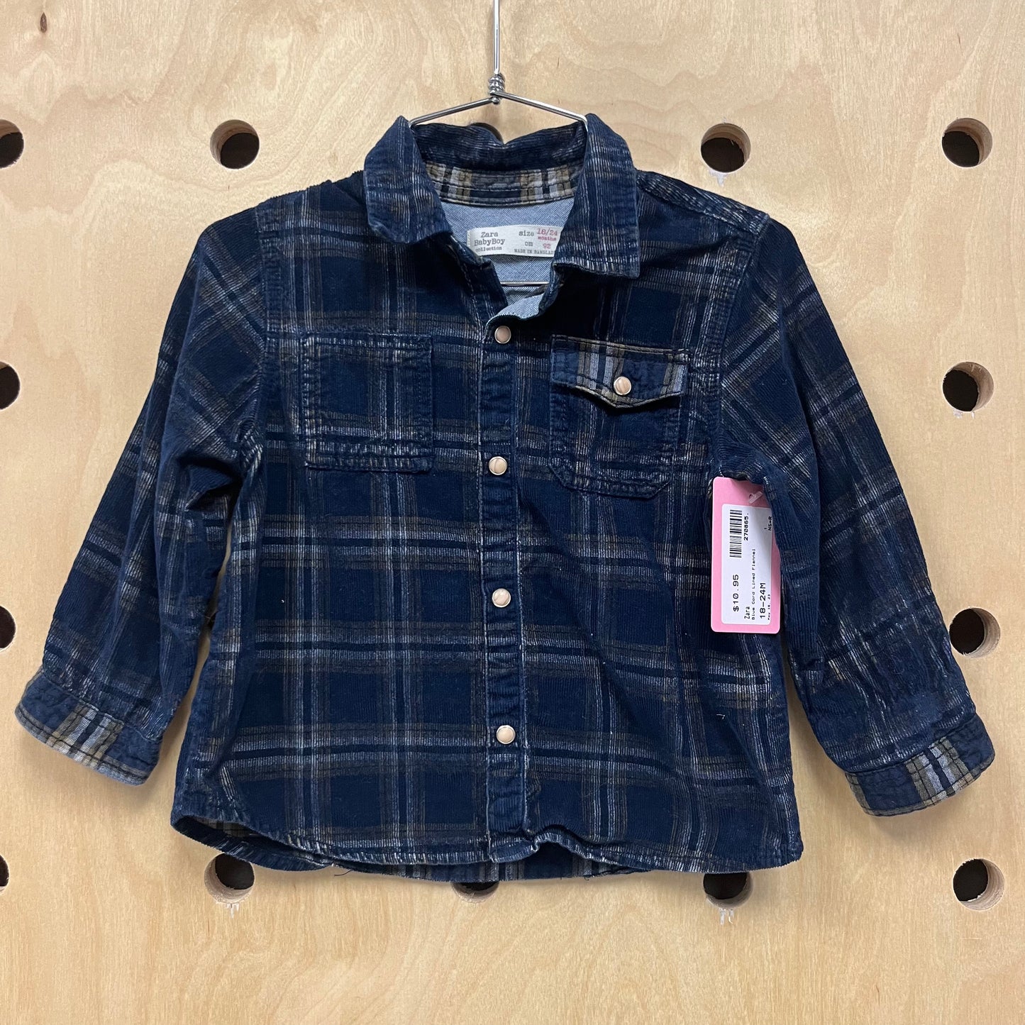Blue Cord Lined Flannel