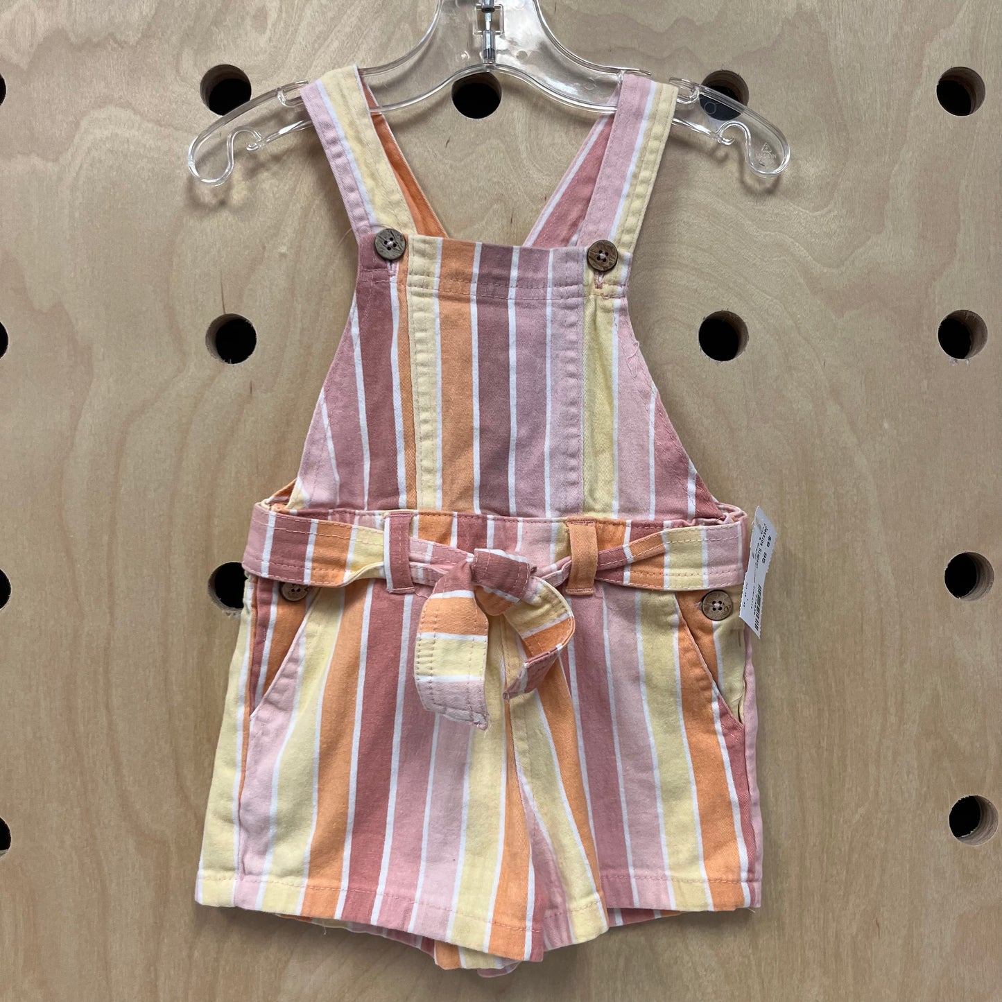 Pink & Orange Striped Overalls