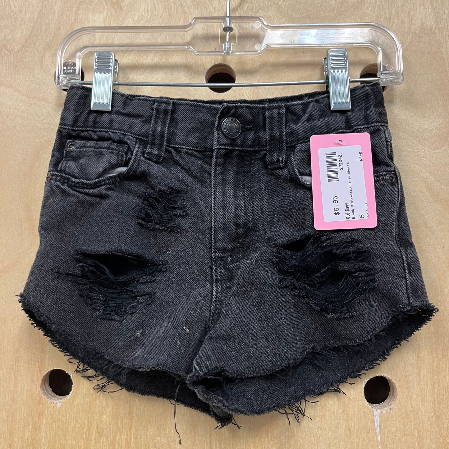 Black Distressed Denim Shorts