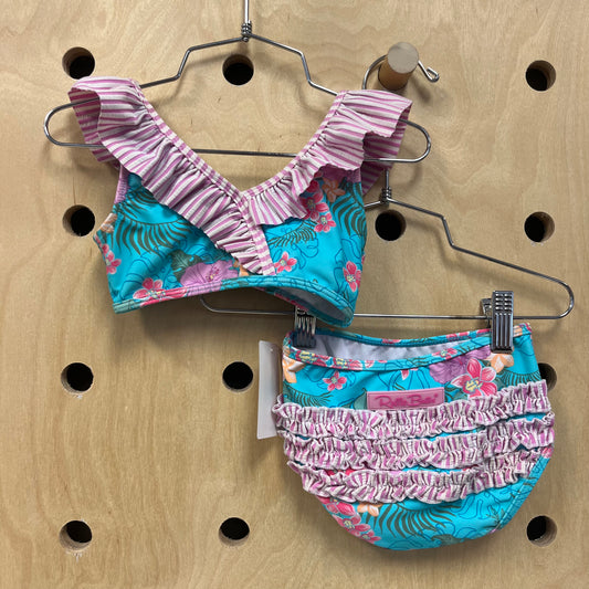 Blue & Pink Floral Swimsuit