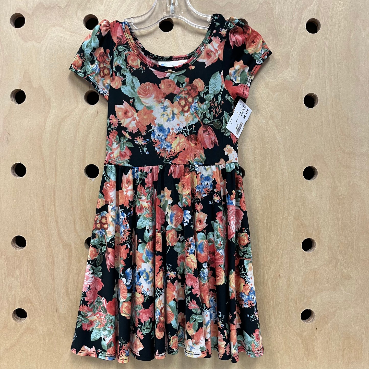 Black Floral Twirl Dress