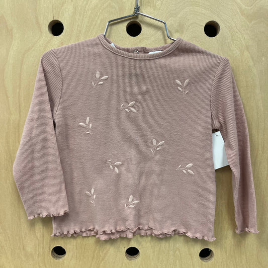 Blush Floral Ribbed Top