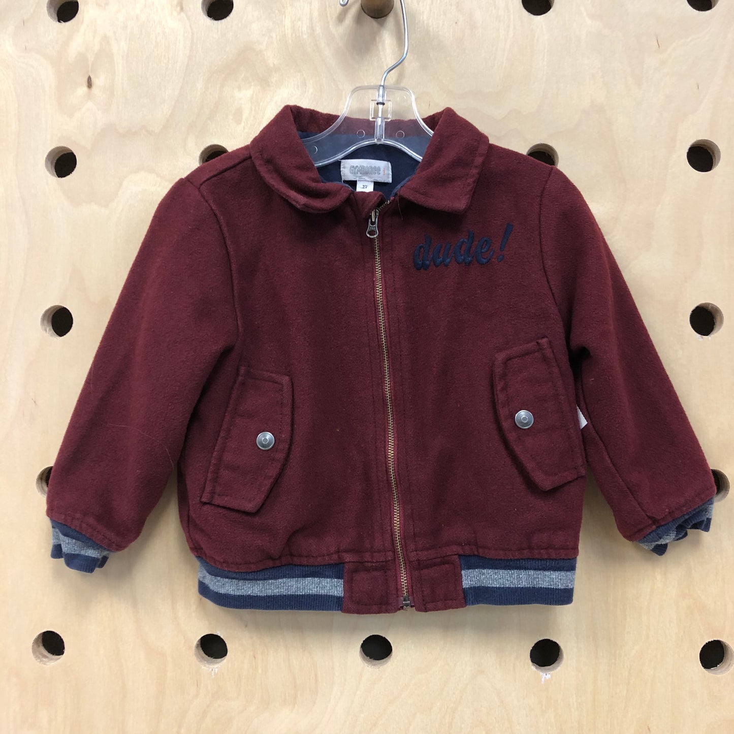 Burgundy DUDE Letterman Jacket
