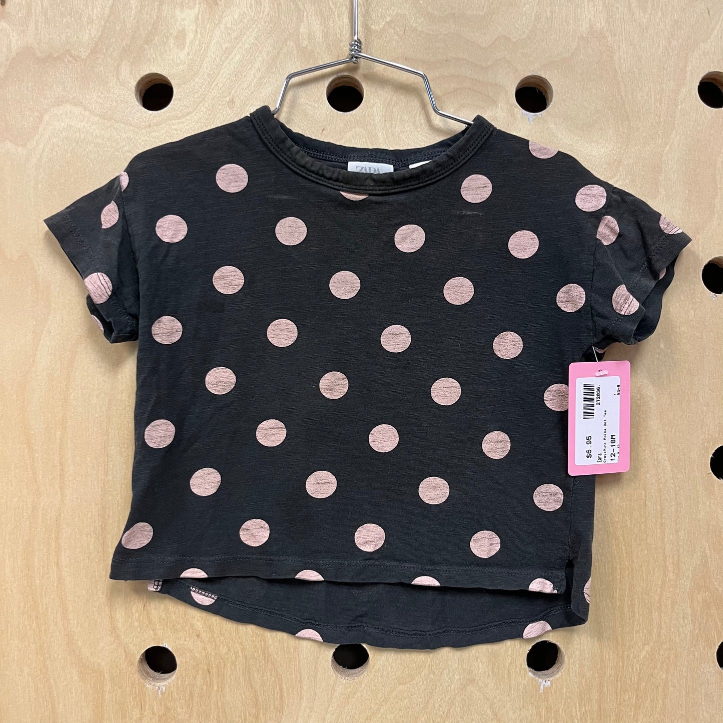 Grey+Pink Polka Dot Tee