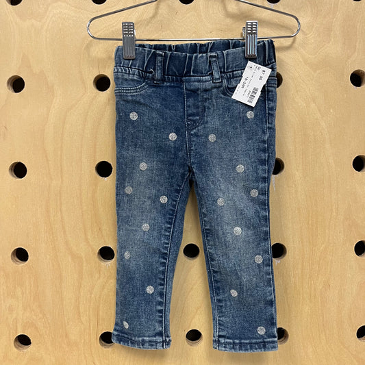 Denim Silver Polka Dor Jeggings
