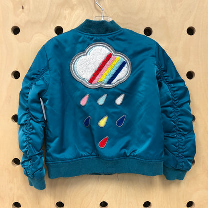 Teal Fleece-lined Rainbow Cloud Jacket