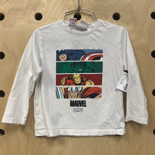 White LS Super Hero Tee
