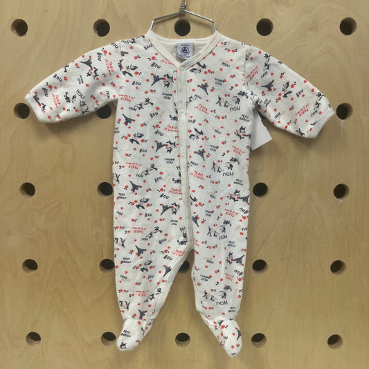 Cream Floral Paris Footies