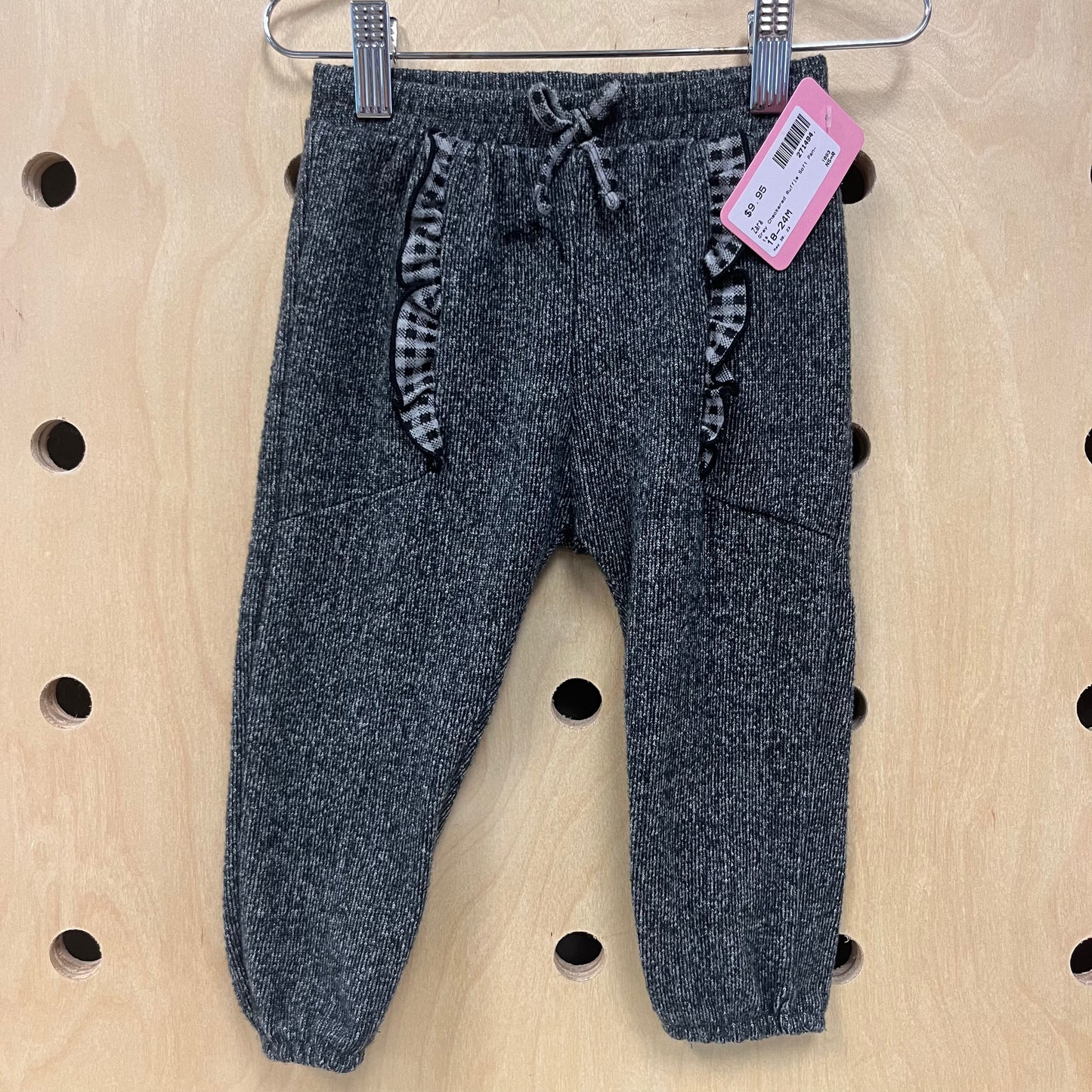 Grey Checkered Ruffle Soft Pants