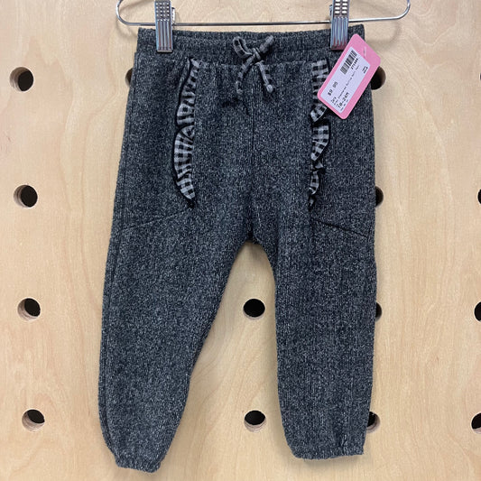 Grey Checkered Ruffle Soft Pants
