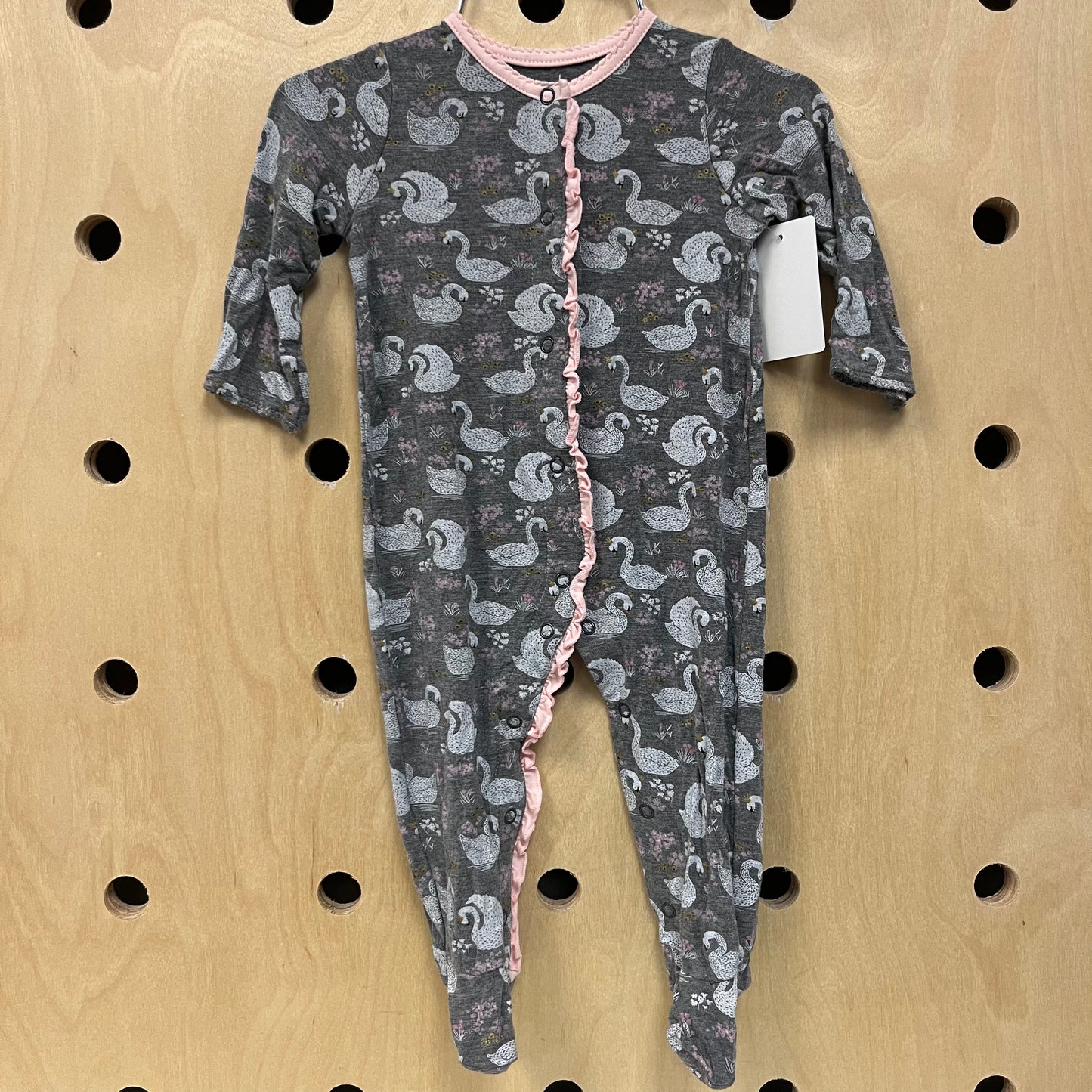 Grey Ruffle Swan Bamboo Footies