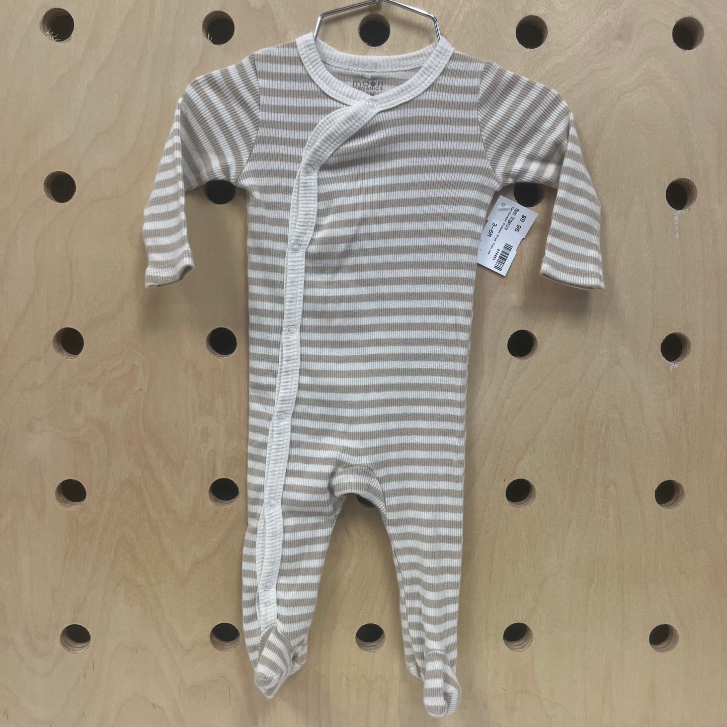 Tan+Cream Ribbed Snap Footies