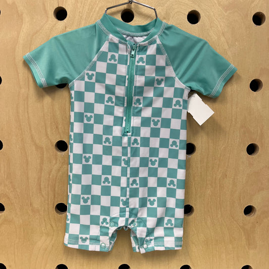 Teal Mickey Rash Guard Swimsuit