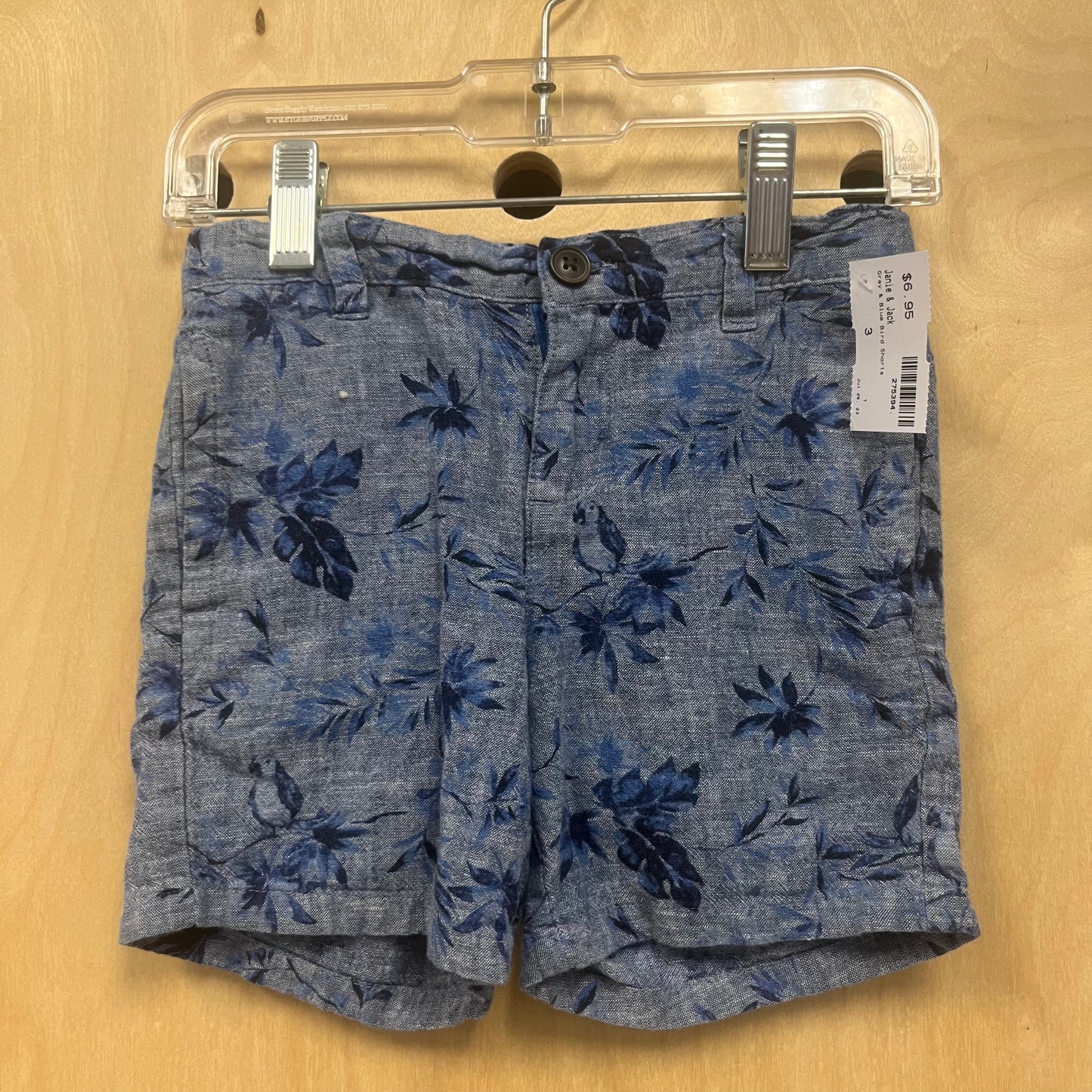 Gray & Blue Bird Shorts