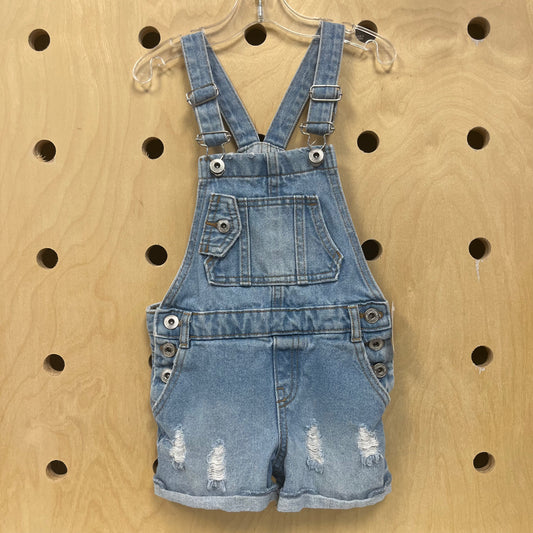 Lt Blue Multi-Pocket Overall Shorts