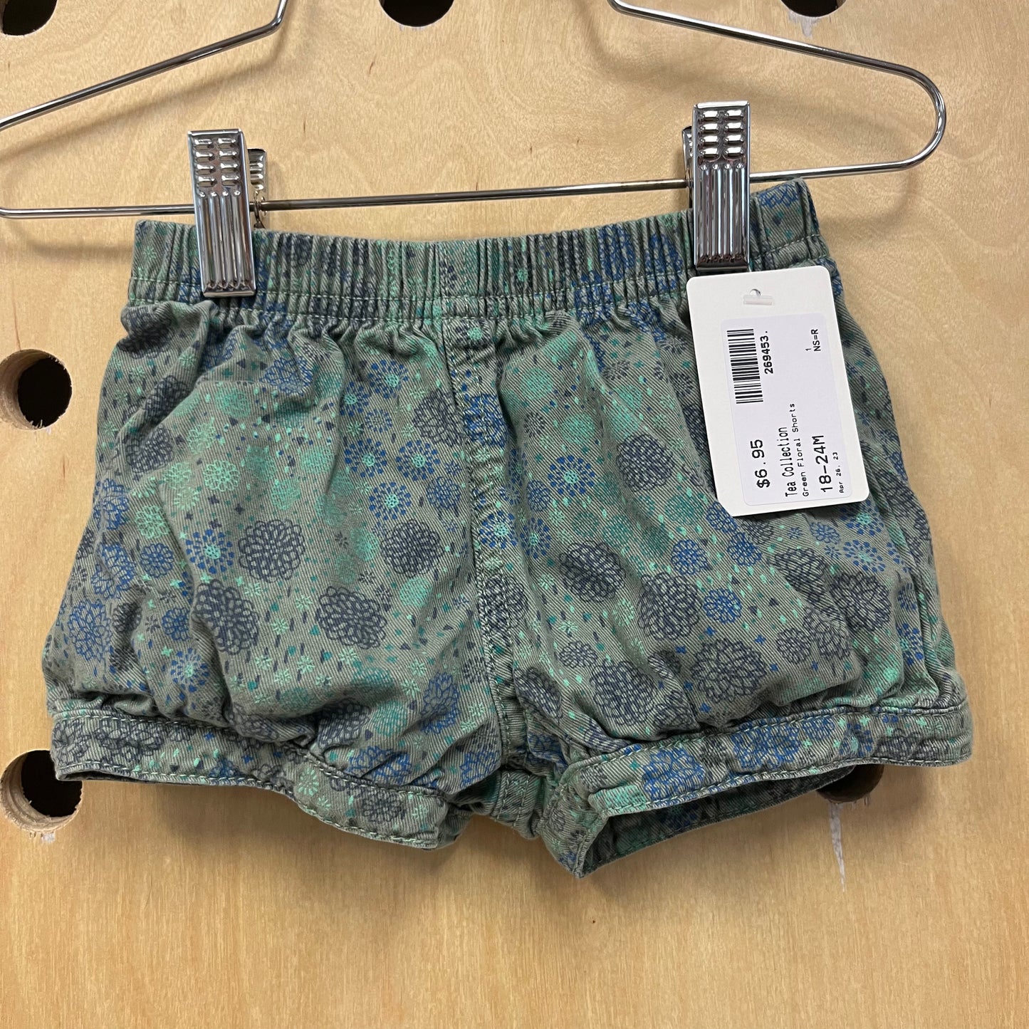 Green Floral Shorts