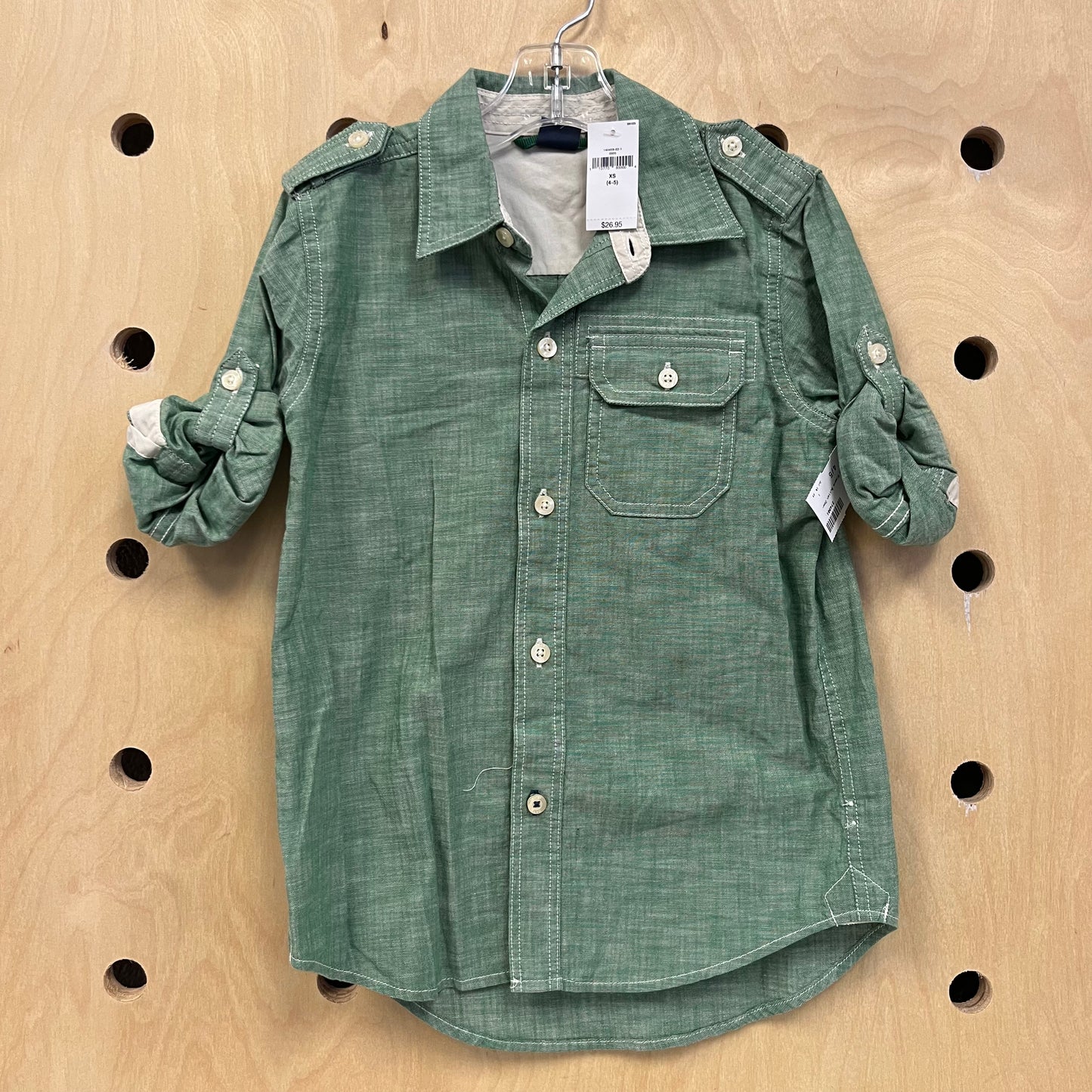 Green Rolled Sleeve Button Down NEW!!!