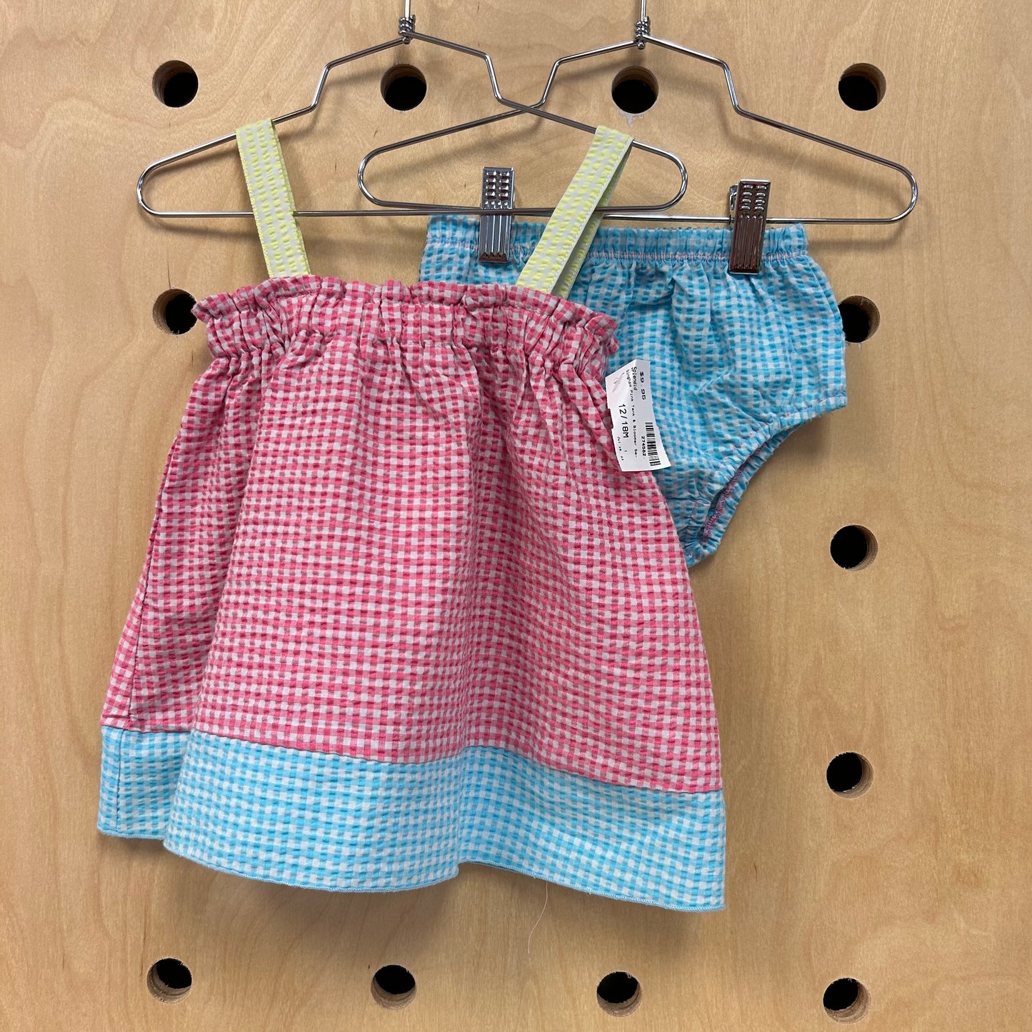 Gingham Pink Tank & Bloomer Set