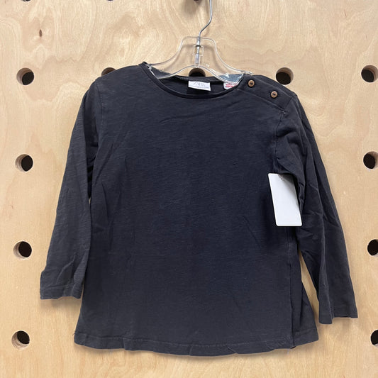 Grey Wood Button Long Sleeve
