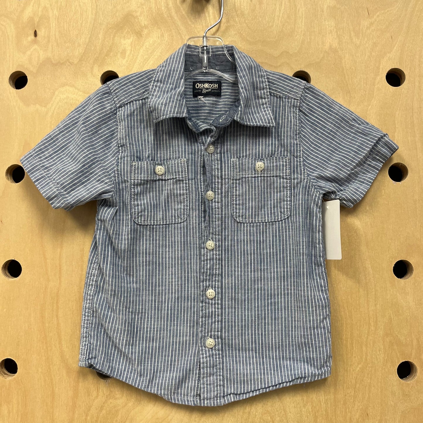 Blue Striped SS Button Up