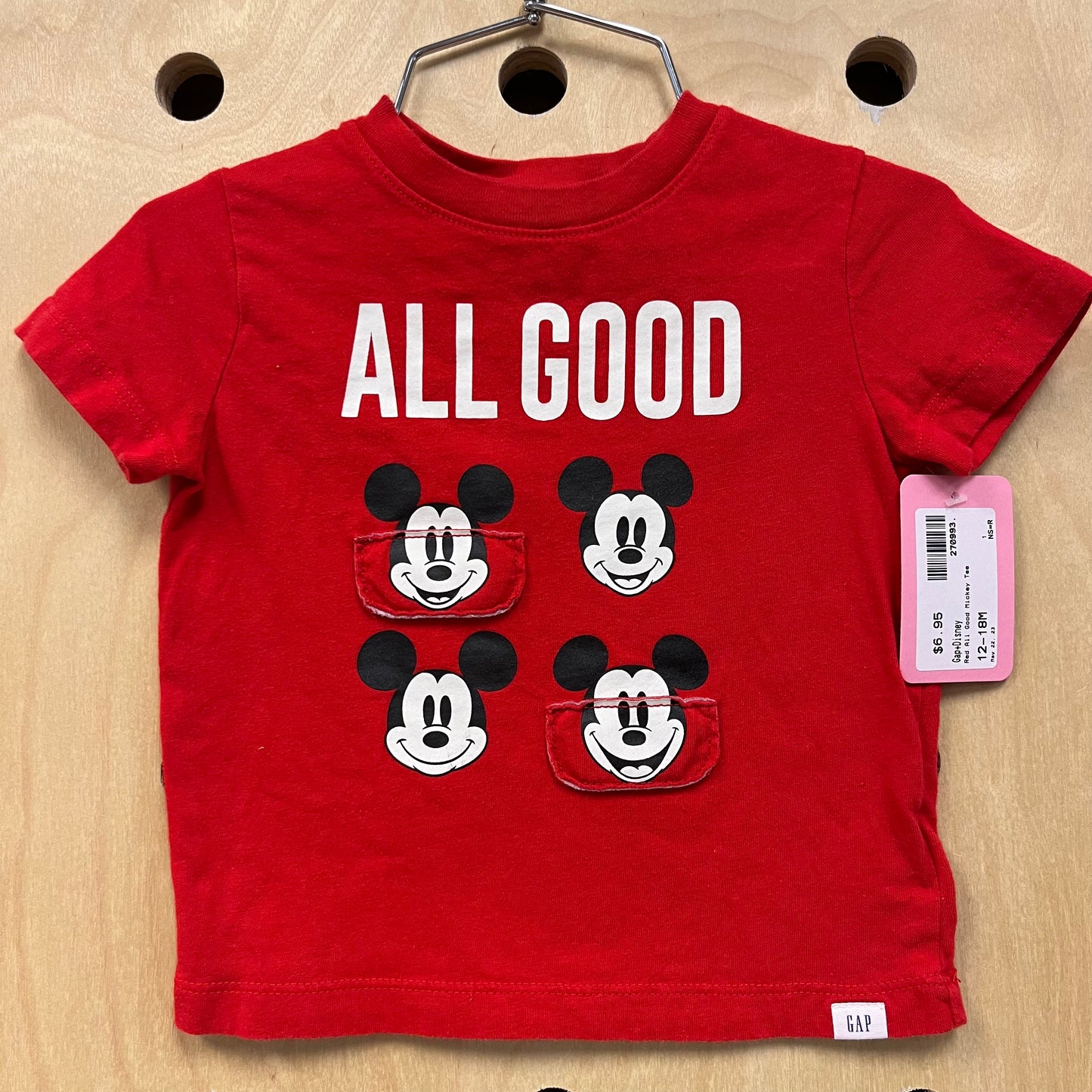 Red All Good Mickey Tee