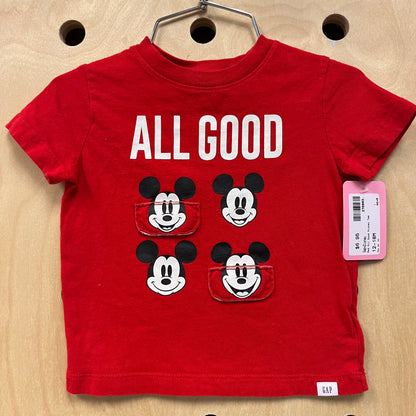 Red All Good Mickey Tee