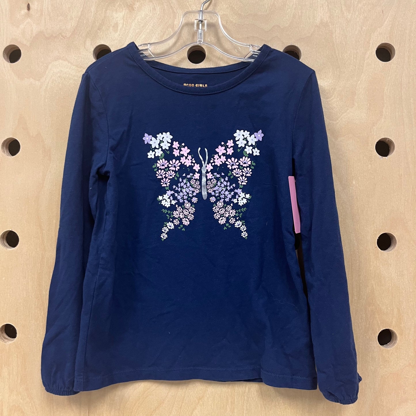 Blue Floral Butterfly LS Tee