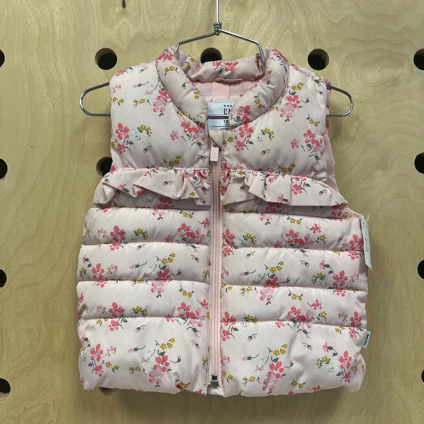 Pink Floral Puffer Vest