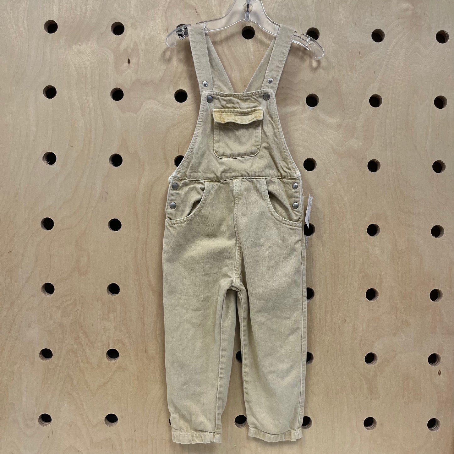 Pale Yellow Denim Overalls