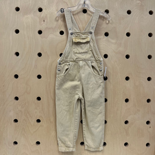 Pale Yellow Denim Overalls