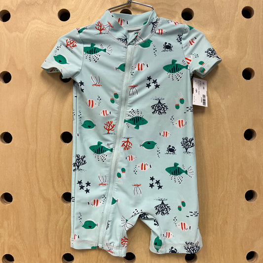 Blue Fish Swim Romper