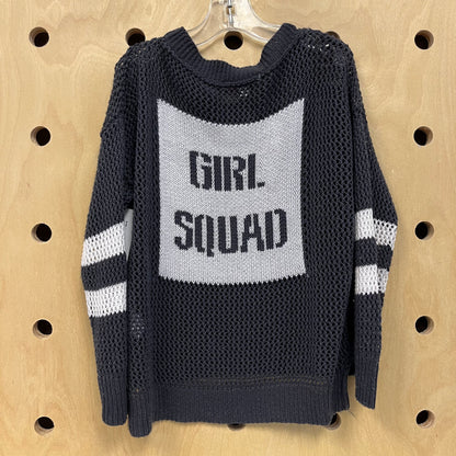 Grey Girl Squad Open Knit Sweater