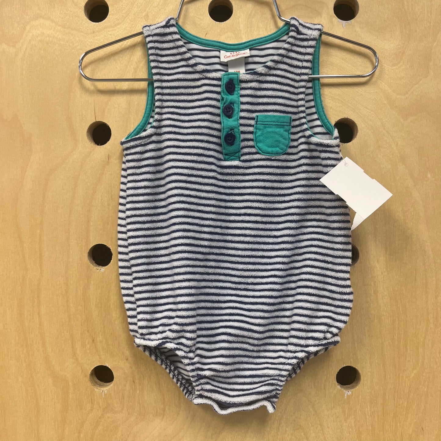 Blue Striped Terry Onesie