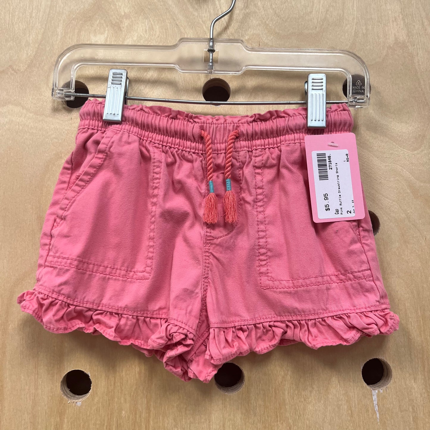 Pink Ruffle Drawstring Shorts