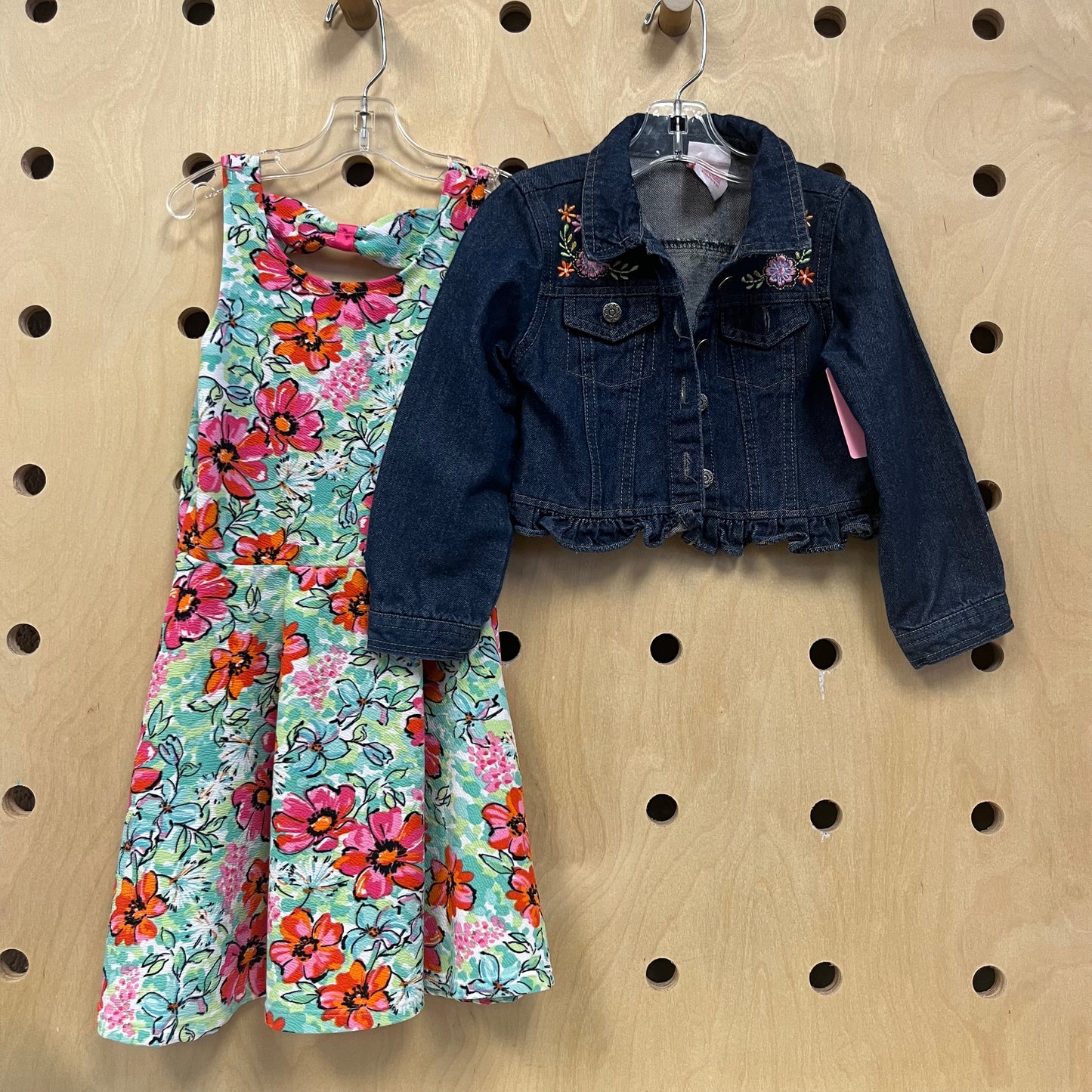 Floral Dress+Denim Jacket