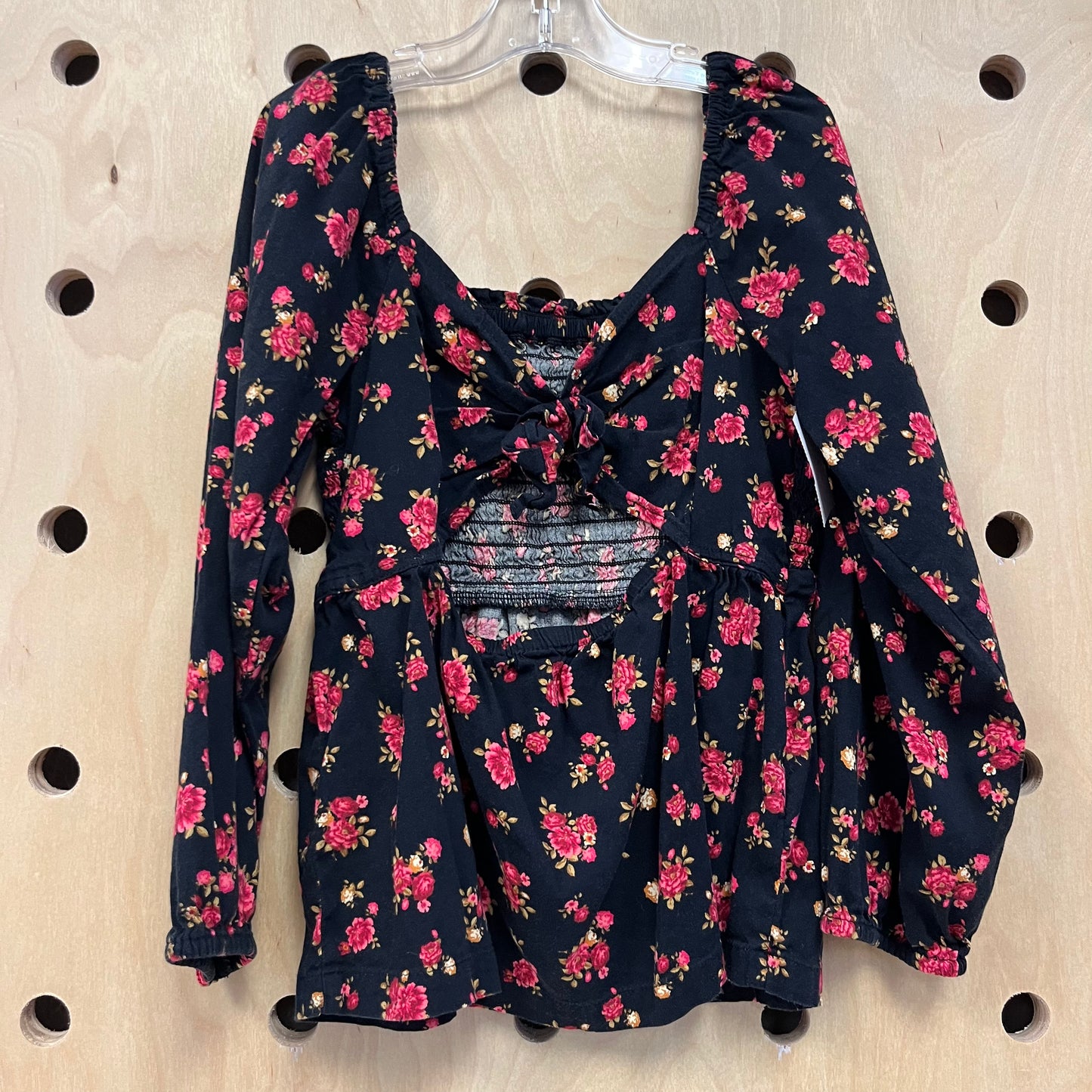 Black Roses Smocked Top