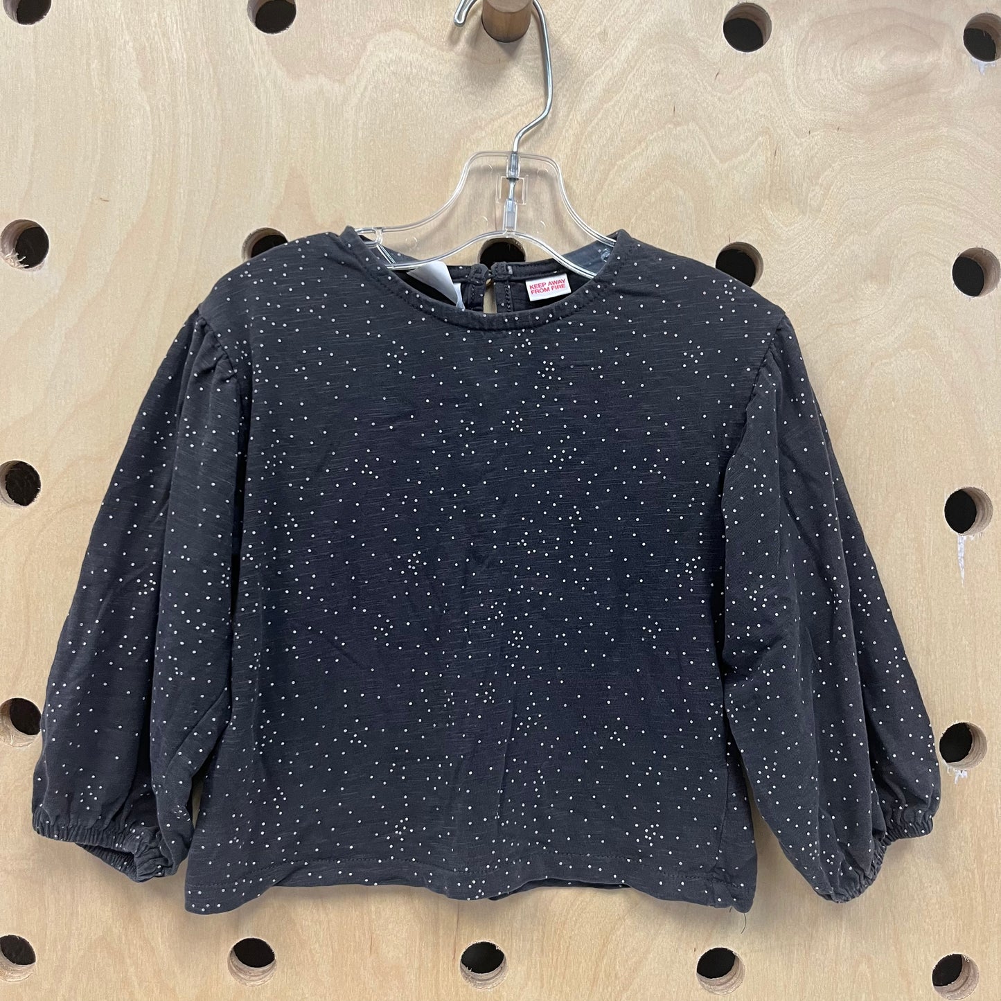 Grey Long Sleeve Polka Dot Blouse