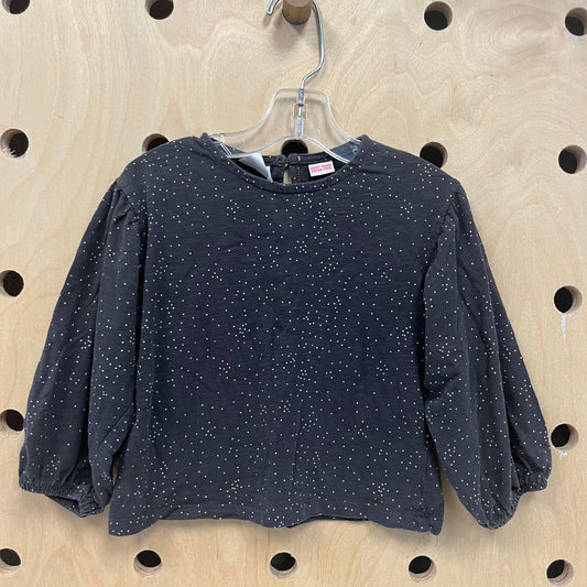 Grey Long Sleeve Polka Dot Blouse