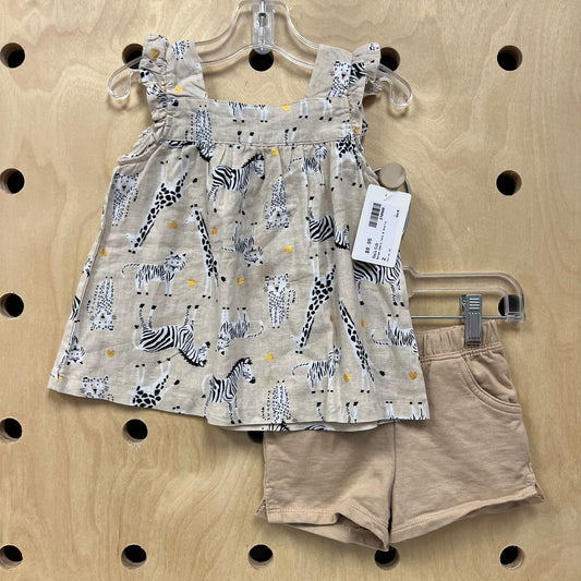 Beige Zebra Tank & Shorts