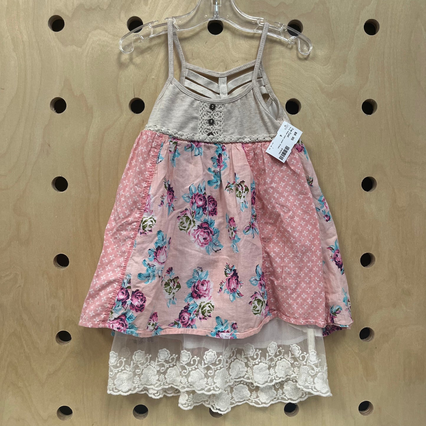 Pink Rose Lace Layer Dress
