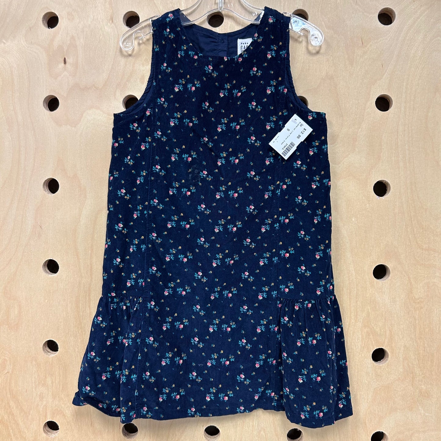 Blue Velvet Like Floral Dress