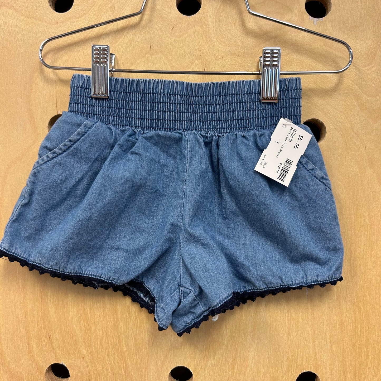 Denim Lace Trim Shorts