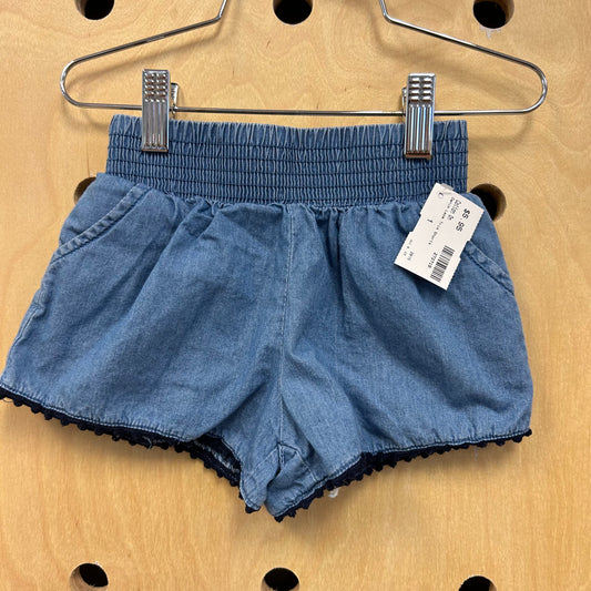 Denim Lace Trim Shorts