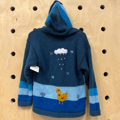 Blue Peruvian Zip Sweater