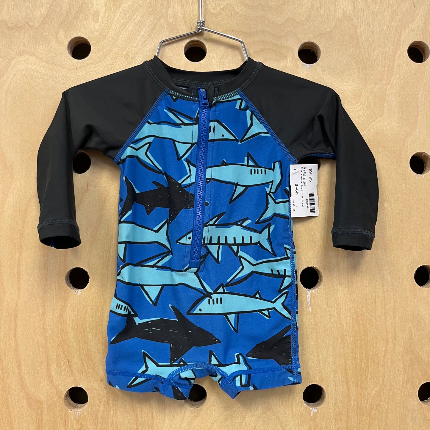 Blue & Black Shark Rash Guard
